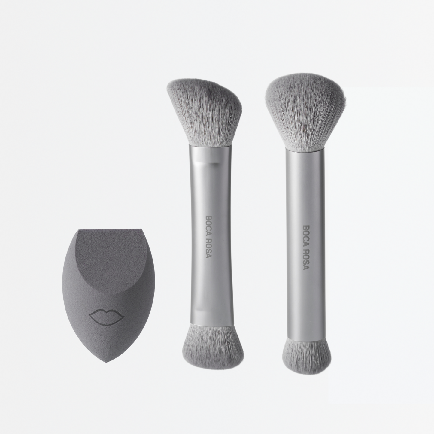 Kit Acessórios Essenciais Pincel Duo 1 + Pincel Duo 2 + Esponja de Maquiagem
